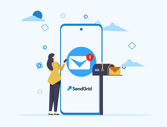 Group 1171277493 (6) Mobile phone with SendGrid icon
