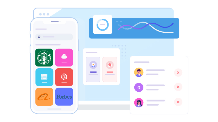 A cellphone shouswing various installed apps that are built as PWA. It shows prominent brand logos.