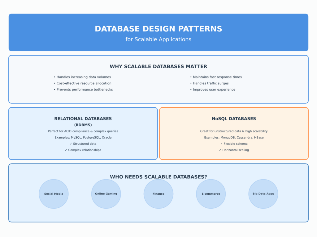 database_scalability_part1 A visual summary of database design pattern concepts and use cases.