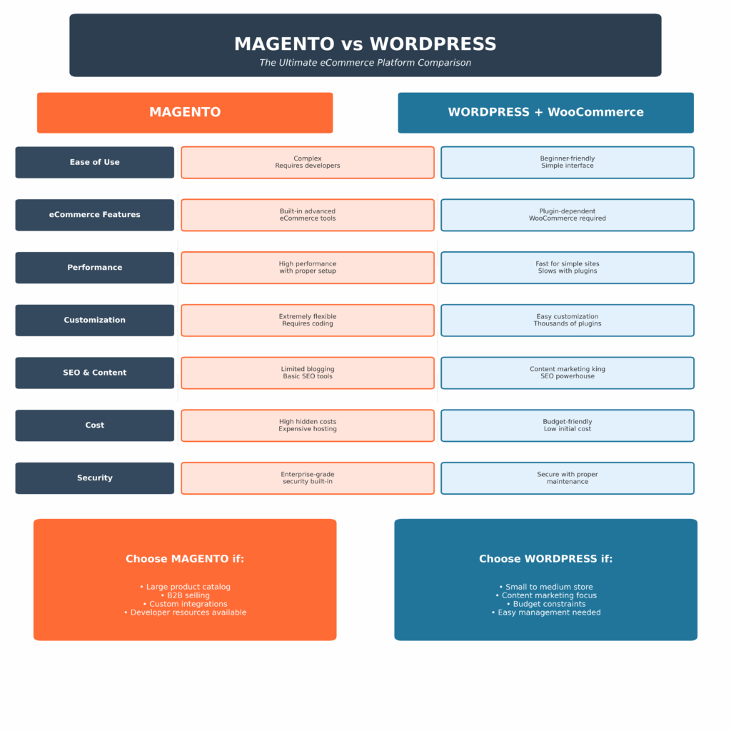 Magento vs WordPress comparison and recommendations