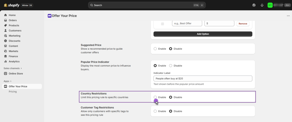 Country Restrictions (Business Plan)
