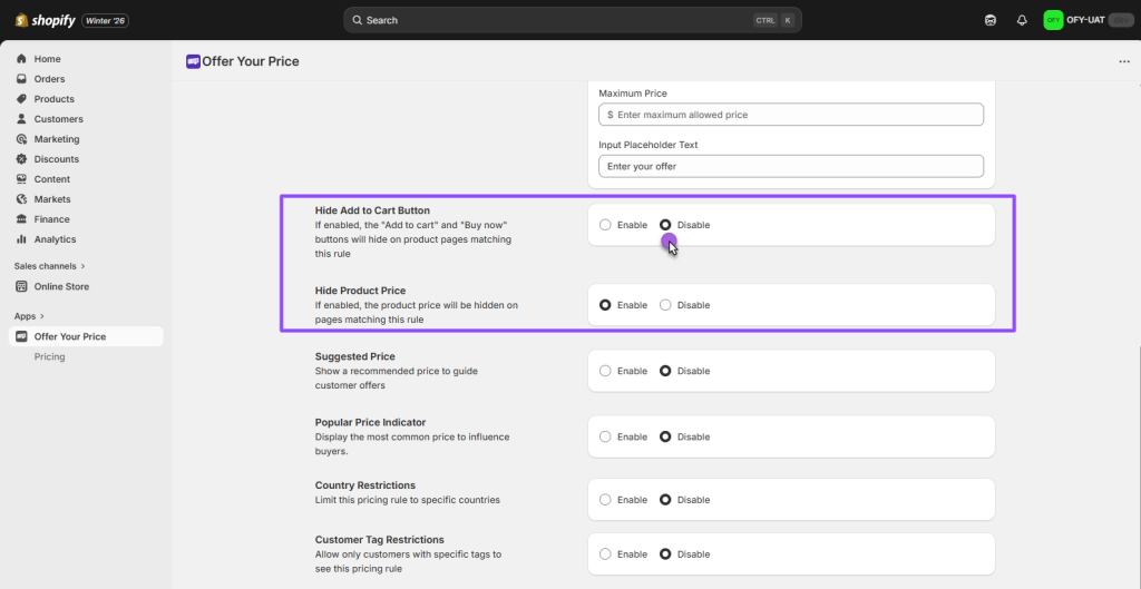 Hide Prices & Add to Cart Button
