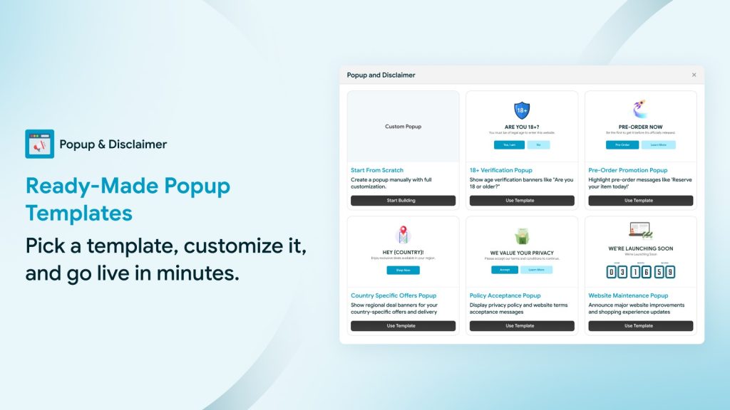 15+ Ready-Made Popup Templates, First Time in Shopify