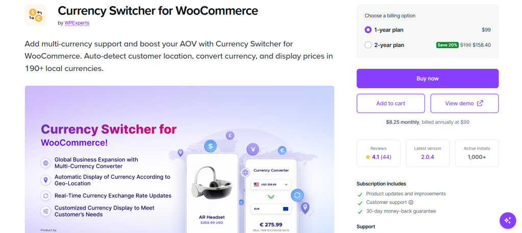 Currency Switcher for WooCommerce