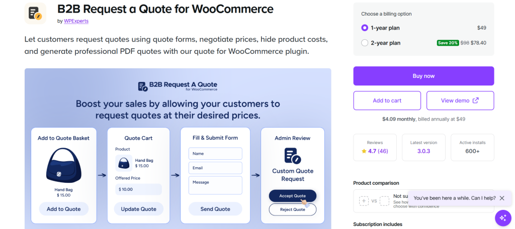 B2B Request a Quote for WooCommerce