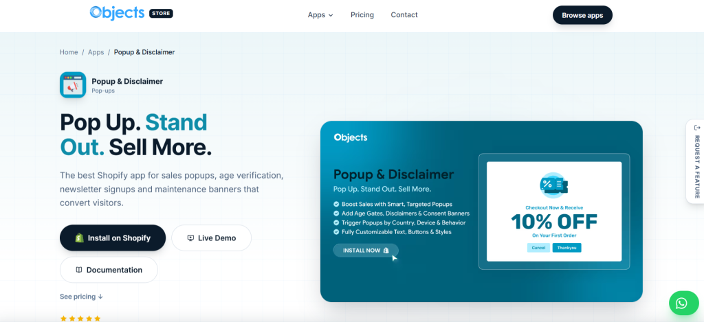 Popup & Disclaimer