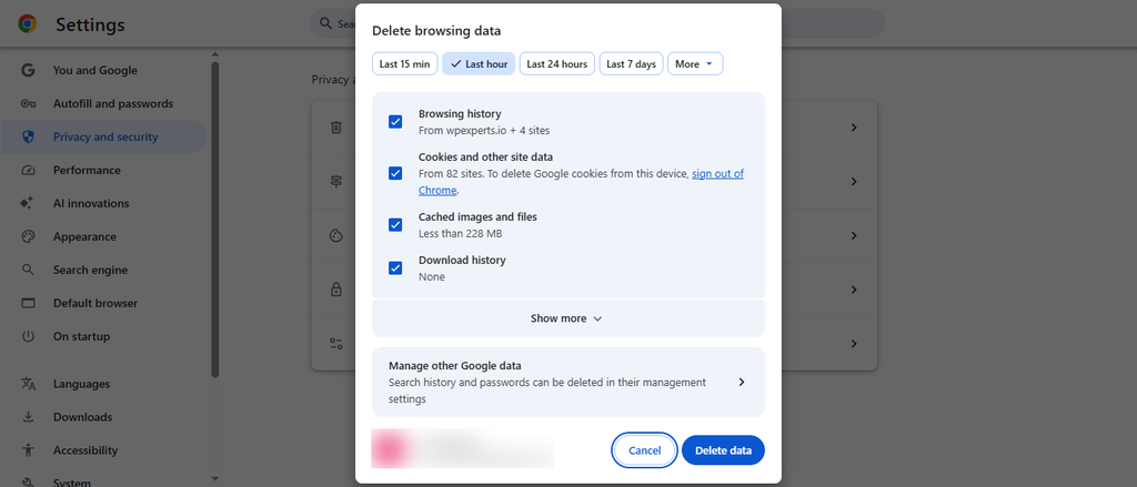 Clear Browser Cache and Cookies