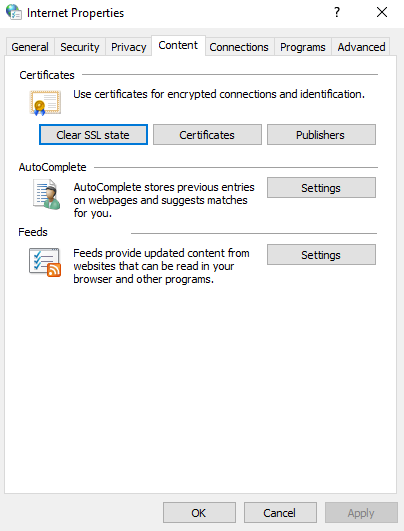 Clear the Windows SSL State