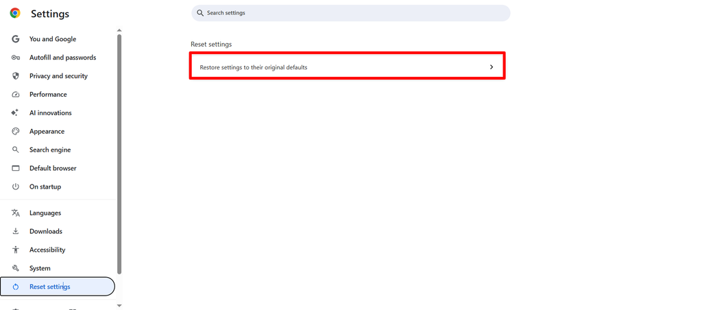 Restore Browser Settings